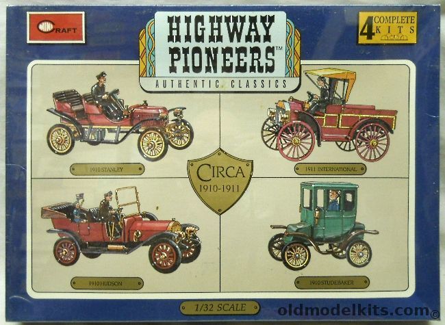 Minicraft 1/32 Highway Pioneers (Ex-Gowland/Revell) 1910 Stanley Steamer / 1911 International / 1910 Hudson / 1910 Studebaker, 1503 plastic model kit